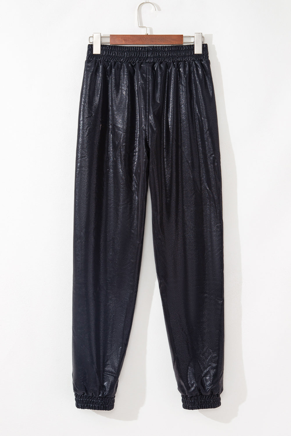 Black Elastic Waist Pocketed Pebble Joggers