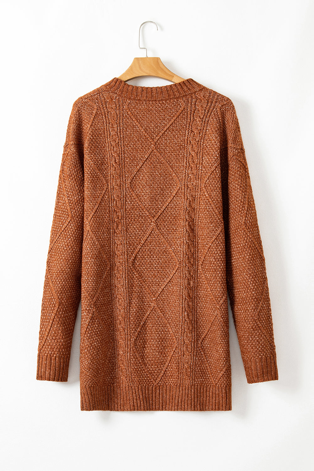 Parchment Cable Knit Drop Shoulder Loose Fit Sweater Dress