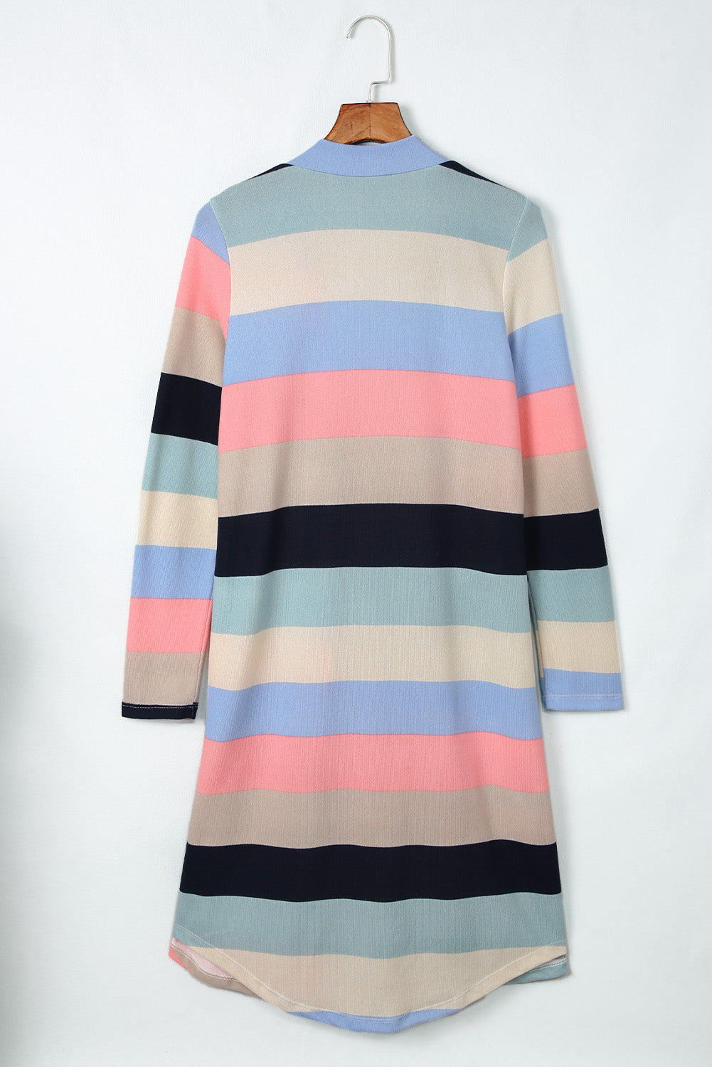 Multicolor Print Colorblock Long Cardigan