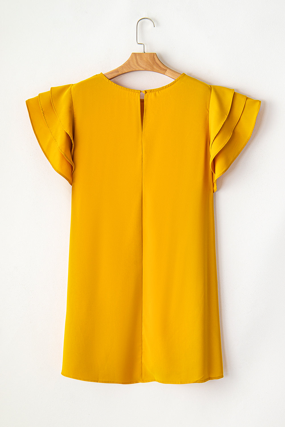 Grapefruit Orange Tiered Ruffled Sleeve Plus Size Mini Dress