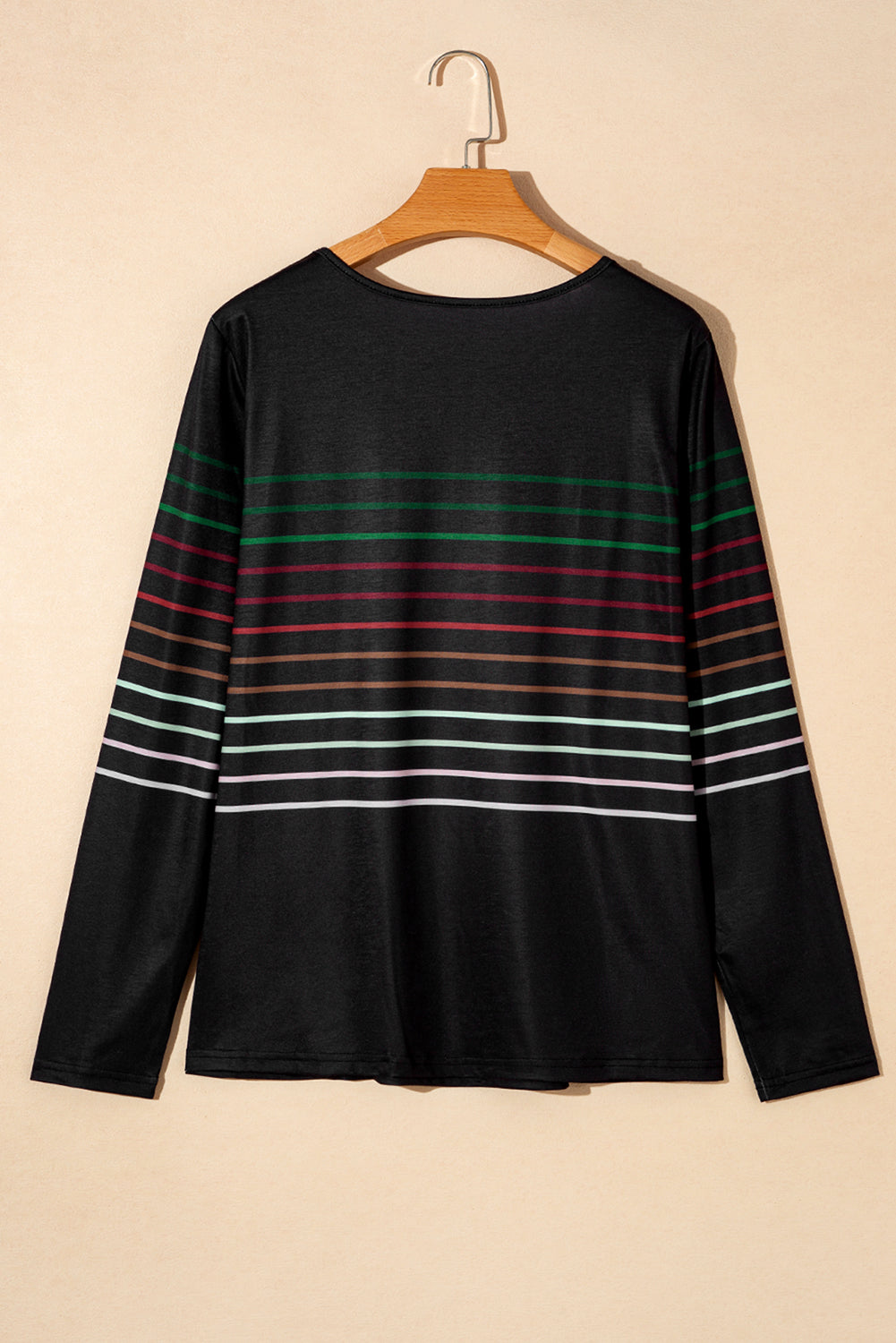 Multicolor Striped Crew Neck Long Sleeve Top