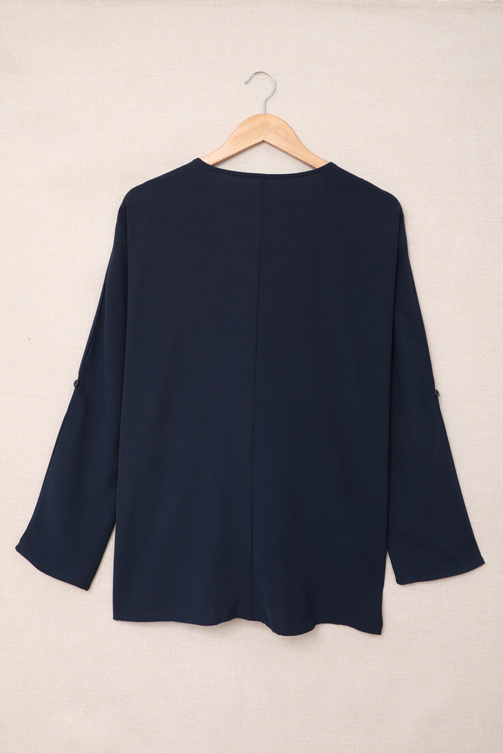 Apricot V Neck 3/4 Sleeve High Low Hem Shirt